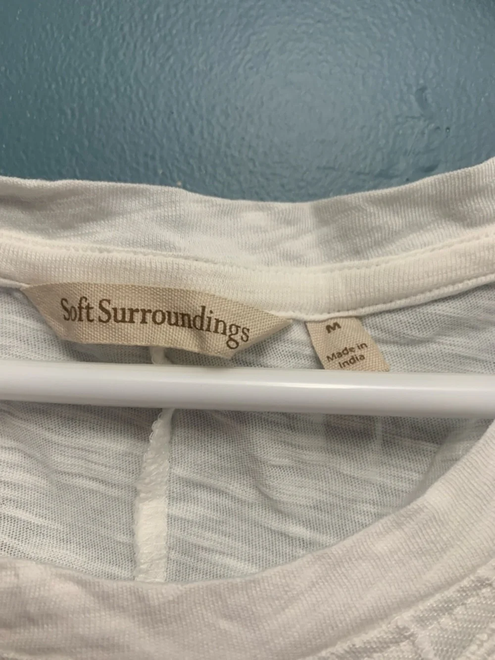 Soft Surroundings White Embroidered Sleeveless Tank